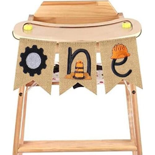 Excavators Dump Trucks Construction Themed 1st First Birthday Party Decoration Kid Boy girl ONE Highchair Banner Photo props