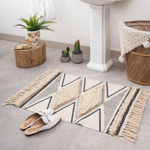 Cotton And Linen Carpet Macrame Decor Cotton Linen Vintage Living Room Bed Room Decoration Rectangle Non-slip Absorption Rug
