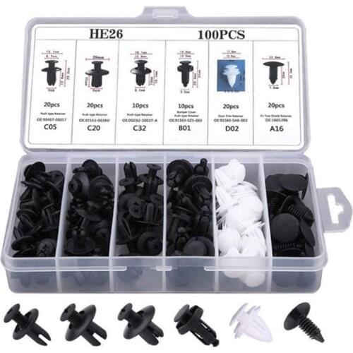100pcs 6 Sizes Auto Fastener Disassembly Tool Interior Door Panel Trim Dashboard Clip Push Retainer Pin Rivet Car Accessories