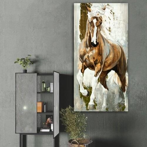 WANGART Larger Horse Oil Paintings Wall Art Running Animal Posters Wall Picture For Living Room Home Decor