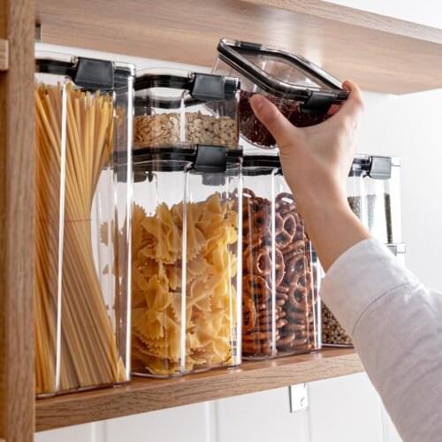 Food Storage Box Food Containers Transparent Stackable Kitchen Spaghetti Noodles Sealed Tank Cans Organizers bottles 450-2000ml