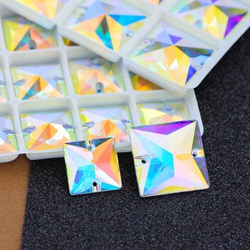 K9 Square Sew on Rhinestone Crystal Glass stones Buttons FlatBack Strass For Sewing Fix Clothing Crafts Stage Wear