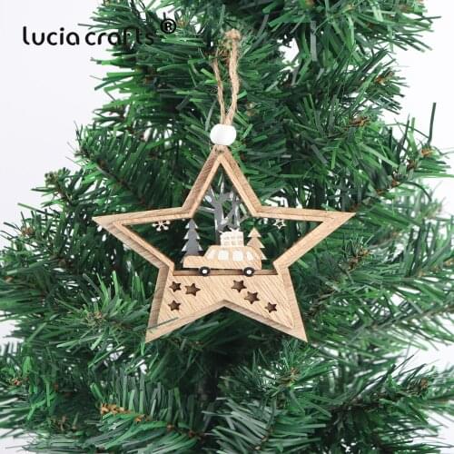 Lucia Crafts Natural Wooden Crafts Christmas Wooden Pendants For Christmas Tree Decor H0304