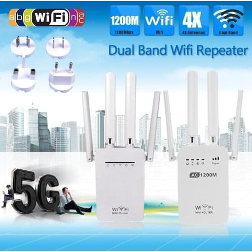 New Arrival 300/1200Mbps Dual-Band 2.4 / 5G 4-Antenna WIFI Range Extender WiFi Intelligent Module Dropship 8.29