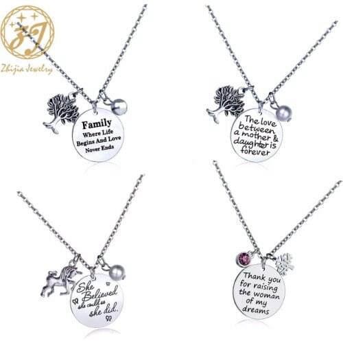 Family Love Stainless Steel Pendant Necklaces Engrave Name Love Dad/Mum ID Tag Necklaces Customized Logo Jewelry