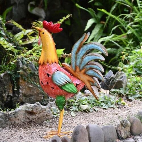 Pastoral Wrought Iron Big Cock Ornaments Accessories Courtyard Garden Figurines Decoration Outdoor Park Villa Furnishing Crafts
