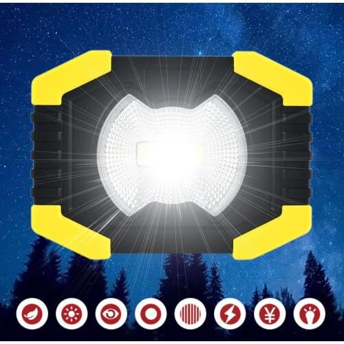 Portable COB Floodlight LED Work Light Spotlight USB Rechargeable Camping Light 20W 2Modes Searchlight Built-in 6000mAh Battery