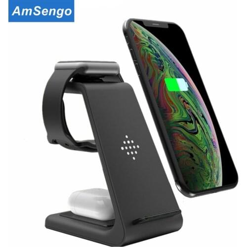 Amsengo Wireless Charger Stand for iPhone 12 12Pro 11 for Apple Watch 6 5 4 3 Airpods pro for Samsung Galaxy S20 S10 Fast Charge