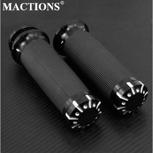 Mactions Grips Black 1" Handle Grips Electronic Model For Harley Touring Road King FLHR 08-17 Softail Deluxe FLSTN Breakout FXSB