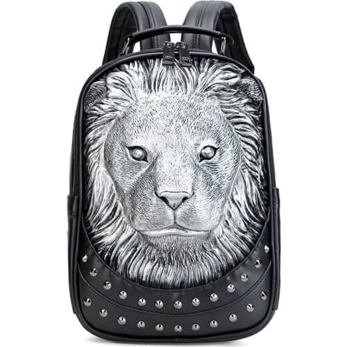 Men Women 3D Lion Backpack Men Women Thicken Leather Backpacks For Teenagers Designer Big Capacity Laptop Bag Boy Girl SchoolBag