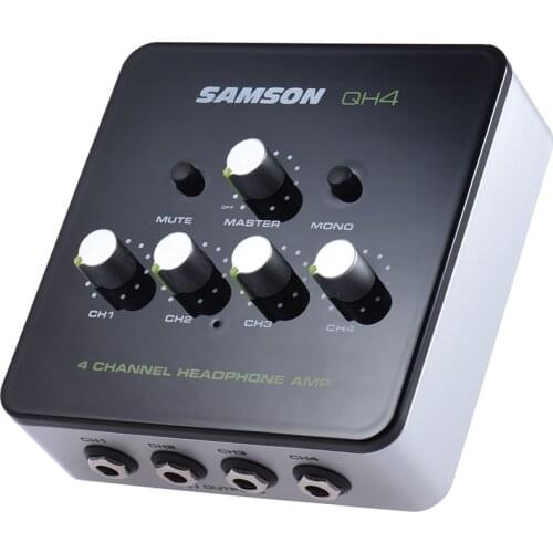 QH4 Ultra-compact 4-Channel Mini Audio Stereo DJ Monitoring Headphone Amplifier Amp with Power Adapter