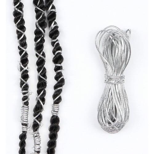 Silver Braids Braiding Hair Styling Thin Shimmer Stretechable Braiding Hair Strings African Braid Braided 5m Hair Accessories