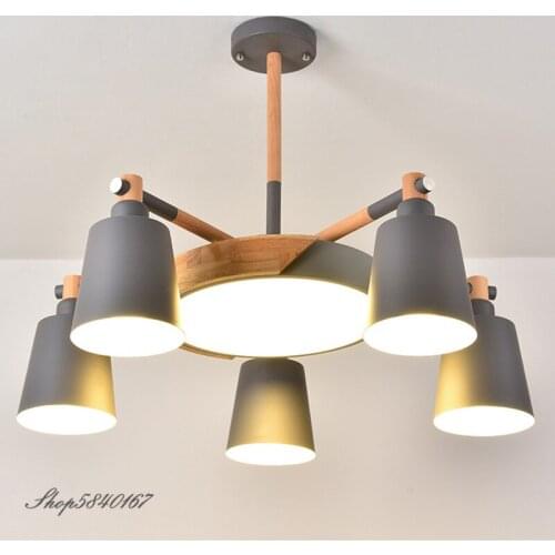 Nordic Modern Chandeliers Deco Wood Lamp Lustre LED Chandelier Lighting Living Room Hanging Lamps Bedroom Suspension Luminaire