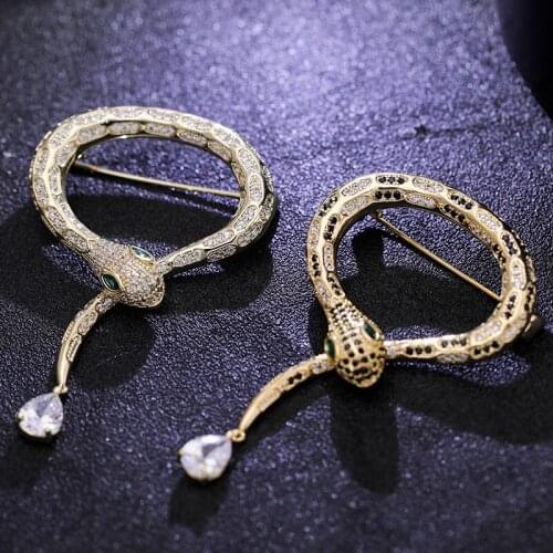 SWOUR Fashion Hot Sell Unique Snake Design Clothing Accessories Luxury Elegant Coat Suit Clothes Brooch Pins Gift For Women S962
