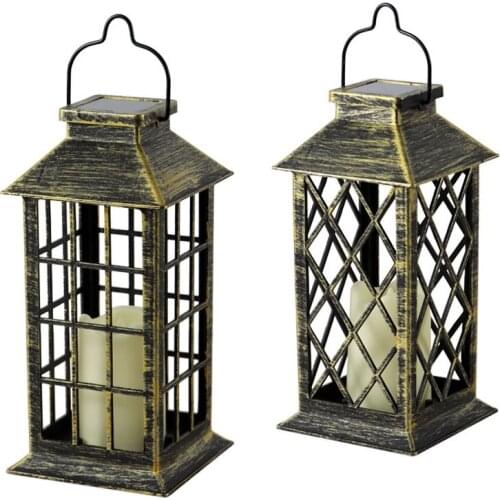 Vintage LED Candle Light Waterproof Candlestick Lamp Outdoor Garden Hanging Lamps Auto Sensing Lights