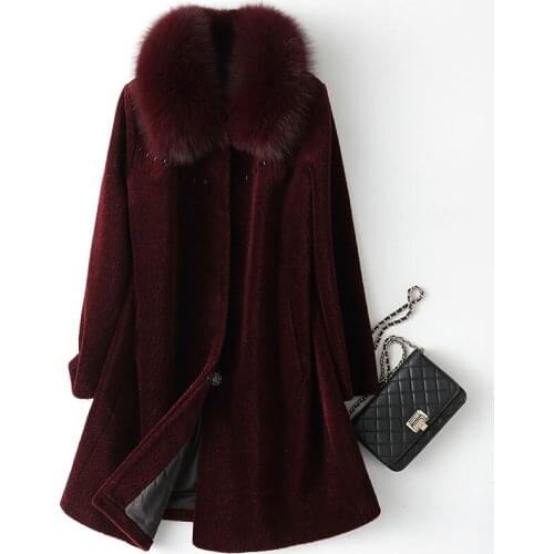 Coat Clothes 2020 Real 200% Wool Jacket Fox Fur Collar Winter Coats and Jackets Women Manteau Femme Hiver XESD2922