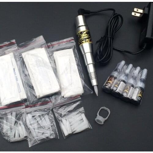 1 Set Tattoo Machine Kit With Microblading Blades Tattoo Pen ink Needles Tips For Permanent Makeup Eyebrow Eyeliner Lip Tattoo