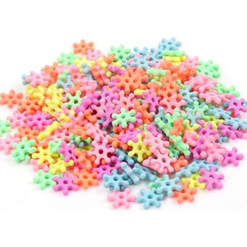 10mm 7mm mixed Matte Fluorescent Neon Acrylic snowflake Spacer Beads For Jewelry making Diy craft
