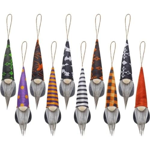 10Pcs Halloween Gnome Hanging Ornaments Decorations, Halloween Gnomes Decorations Handmade Plush Elf For Halloween Decor