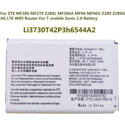 100% New 3000mAh Li3730T42P3h6544A2 battery For ZTE MF286 MF279 MF286A MF96 MF96U Z289L Z289 Z289G 4G LTE WIFI Router