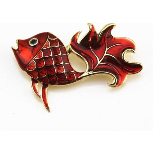2020 free shipping New European and American retro style Enamel red carp temperament fashion delicate brooch