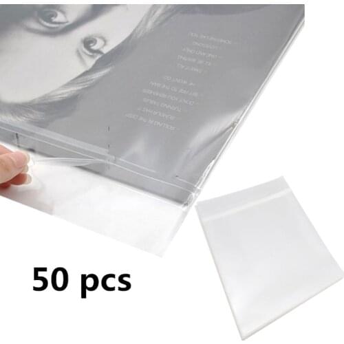 50Pcs 12" Recording Protective Sleeve for Turntable Player LP Vinyl Record Self Adhesive Records Bag