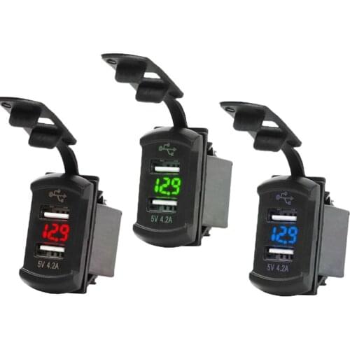 12V 24V Universal Car Charger 4.2A Display Voltage Waterproof Dual USB Ports Auto Adapter Phone Charger For Iphone Huawei Xiaomi