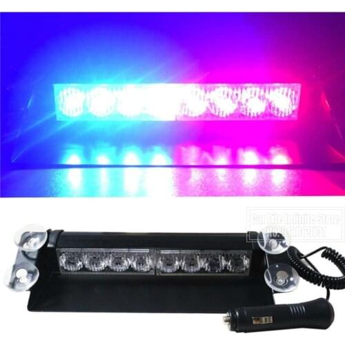 Car Truck Emergency Flasher Dash Strobe Warning Light Day Running Flash Led Police Lights 8 LEDs 3 Flashing Modes 12V