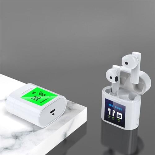 Bluetooth 5.0 Earphone Wireless Headset with LED Display and Temperature Testing Function Noise Cancelling for M6 Plus