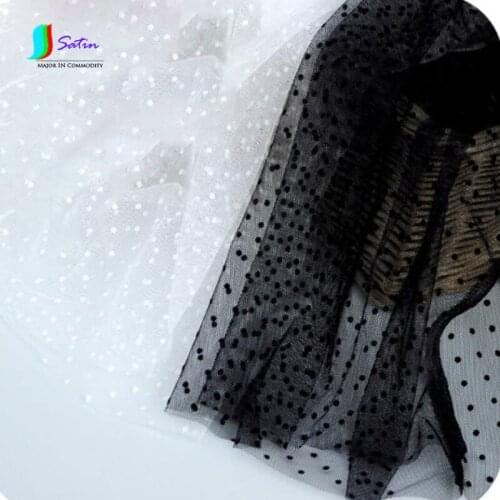 Black And White Flocking Point Mesh Hexagonal Mesh Fabric Handmade DIY Skirt Fashion Fabric Material Lovely fashion A0011A