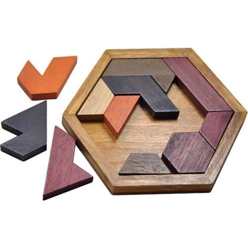 Geometric Shape Wooden Puzzles Jigsaw Board Educational Toys for Children Kids Adults Tangram Board IQ Brain Teaser Toys Gifts