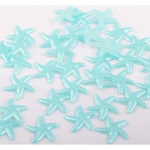 BOLIAO 30Pcs 18*18 mm( 0.71*0.71 in ) Starfish Shape Light Blue Resin FlatBack Delicate Scrapbook Glue on Head wear Decoration
