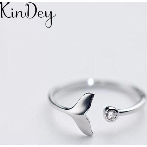 Kindey Personality Silver Color Mermaid Tail Rings For Women Wedding Jewelry Adjustable Antique Finger Ring Anillos
