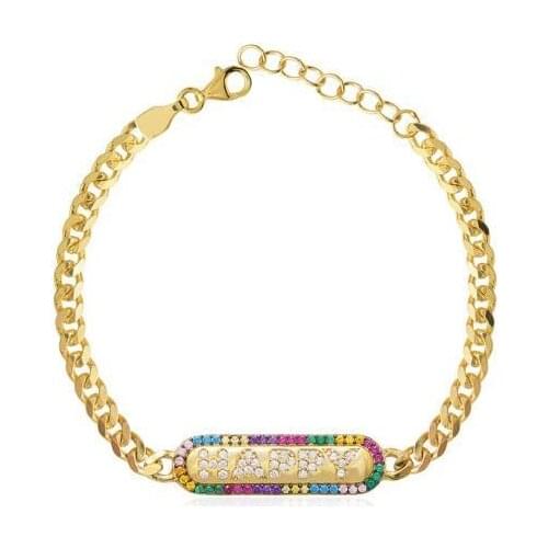 Colorful Gemstone Happy Silver Bracelet