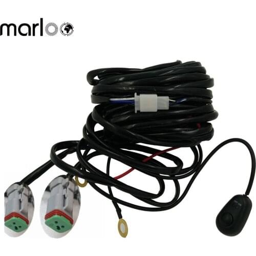 Marloo Wiring Harness Led Light bar 12V 40A Fuse Relay On/Off Switch Relay 14AWG Universal For Light Bar Accessories (2 Lead)