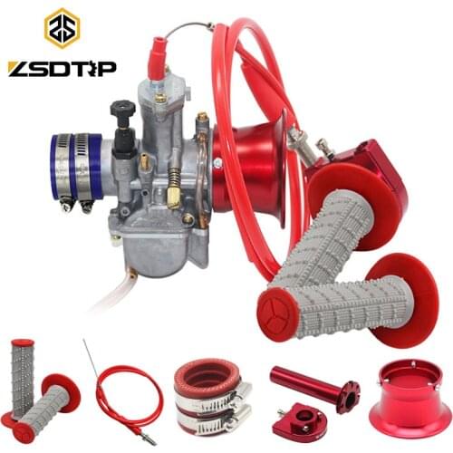 ZSDTRP Modified Motorcycle PWK Carburetor 21 24 26 28 30 32 34mm With Throttle Grips Cable Air Filter Adapter for Scooter ATV