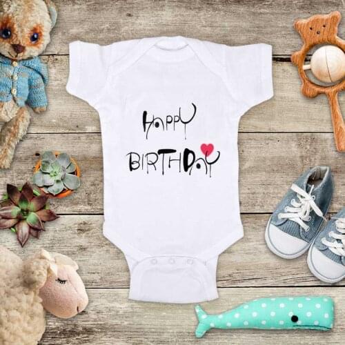My First Happy Birthday Newborn Baby Jumpsuit Pregnancy Clothes Short Sleeve Toddlers Infants Boy Girl Rompers for Babies