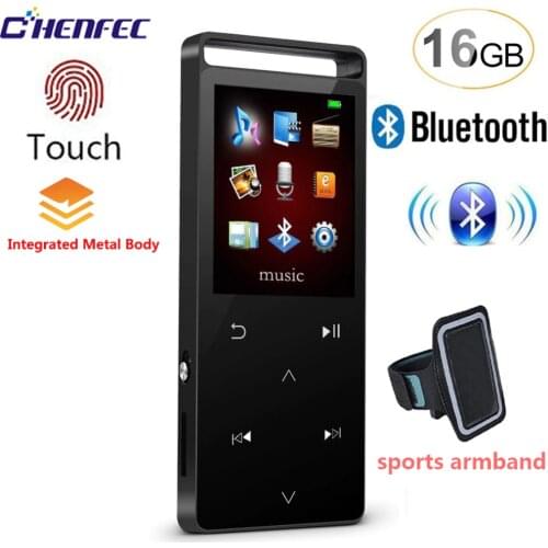MP4 Player with Bluetooth4.0 Touch Button 16GB 1.8inch Screen Music Player with FM, Supports SD Card Up to 64GB + Sports Armband