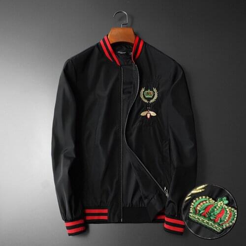 Men luxury Rib New Sleeve Embroidered Green Bee Crown Striped couple Baseball Coats & Jackets Abstract digital coat Motor #N100