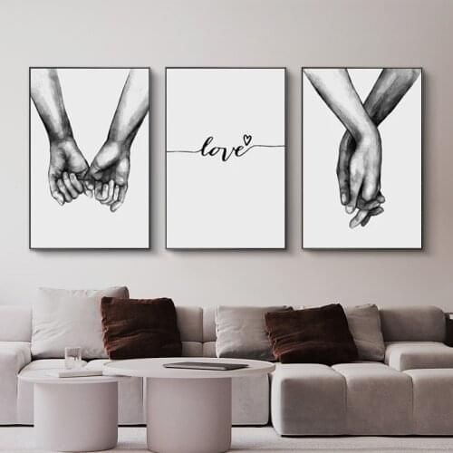 Nordic Back White Style Sweet Love Wall Art Canvas Poster Minimalist Print LOVE Quotes Painting Picture for Living Room Decor