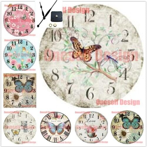 New butterfly diy diamond painting full drill and clock flower 5d diamond mosaic sale clock flower Christmas home wall sticker