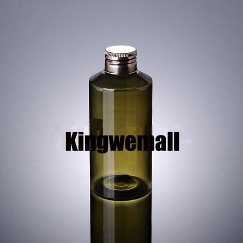 Wholesale 300pcs/lot Capacity 150ml Empty PET Green Bottle with Aluminum lids For Make Up water Cosmetic Packaging XJI40