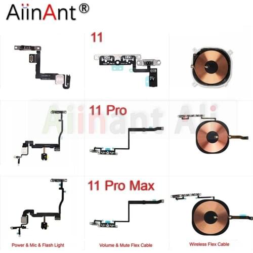Original Power Volume Buttons Mute Wireless Charging Flash Light Power Flex Cable For iPhone 11 Pro 11Pro Max Repair Parts