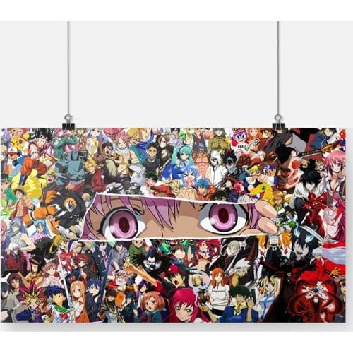 Popular Anime Character Crossover Poster Framed Wooden Frame Canvas Painting Wall Art Decor Bedroom Study Home Decoration Prints