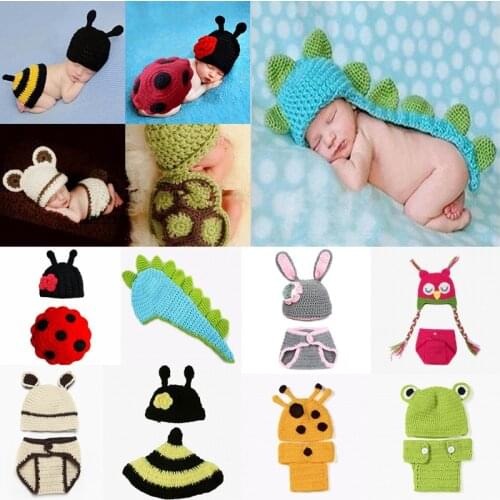 Baby Photography Props Crochet Clothing Sets Cute Animal Cosplay Newborn Photo Costume