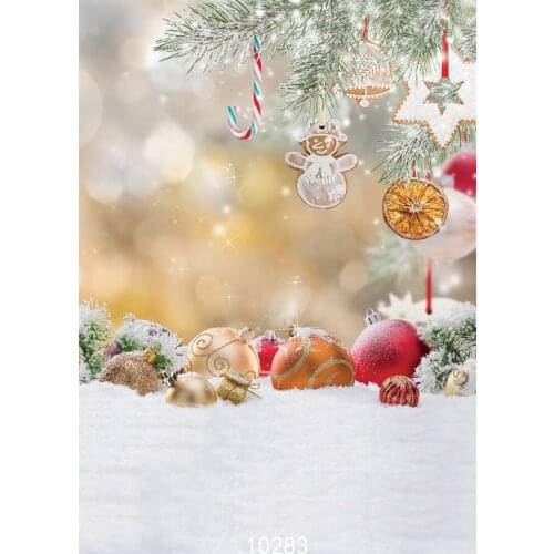 Snowing Christmas Backgrounds Gifts Balloon On Tree Baby Christmas Photoshoot Photographic Backdrops for Studio Vinyl 3D