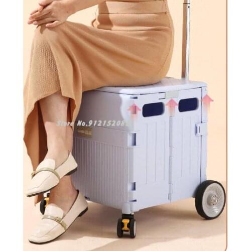 Folding Shopping Cart, Light Trolley, Supermarket Food Basket, Trolley Cart, Household Portable Grocery Shopping Artifact, Small