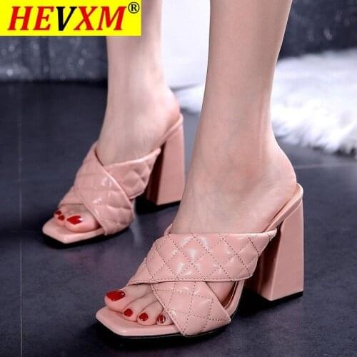 Europe Summer 2021 New Slippers Women High Heel Shoes Woman Fashion Sexy Outside Slides Women Plus Size 35-43 Slippers Women