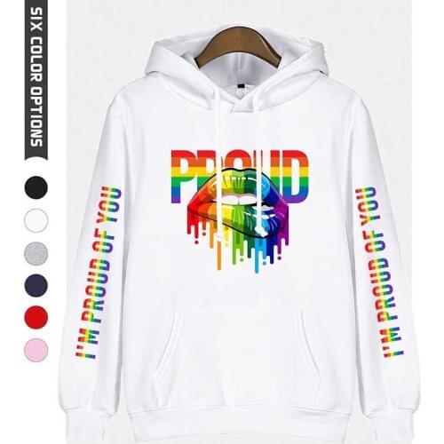 LGBT Hoodies Rainbow Lesbians Gays Women/Men Hoodies LGBT Sweatshirts Pullover Casual Print I Am Proud For You Hoodies Men Women