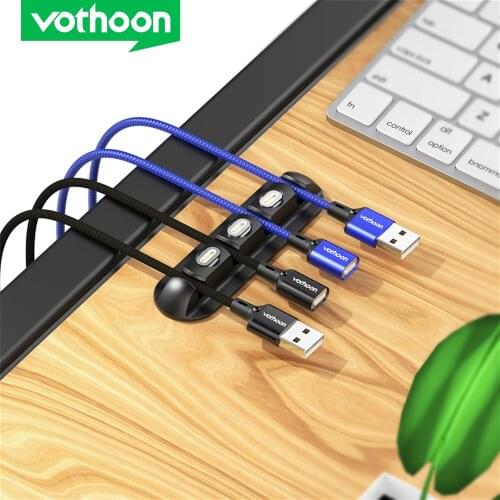 Vothoon New Silicone Cable Organizer Magnetic Cable Plug Case Portable Storage Box Winder Flexible Cable Management Clips